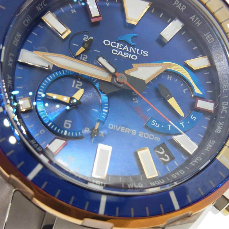 CASIO OCEANUS カシオ オシアナス OCW-P2000D-2AJF CACHALOT カシャロ Bluetooth搭載 電波ソーラー ダイビングログ 腕時計 ウォッチ ブルー系【極上美品】【中古】