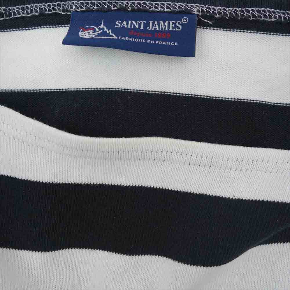 SAINT JAMES セントジェームス ワイド ボーダー バスク シャツ カットソー ホワイト系 ブラック系 36【中古】