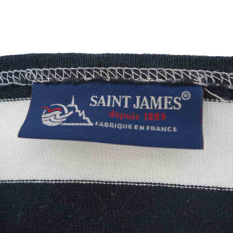 SAINT JAMES セントジェームス ワイド ボーダー バスク シャツ カットソー ホワイト系 ブラック系 36【中古】
