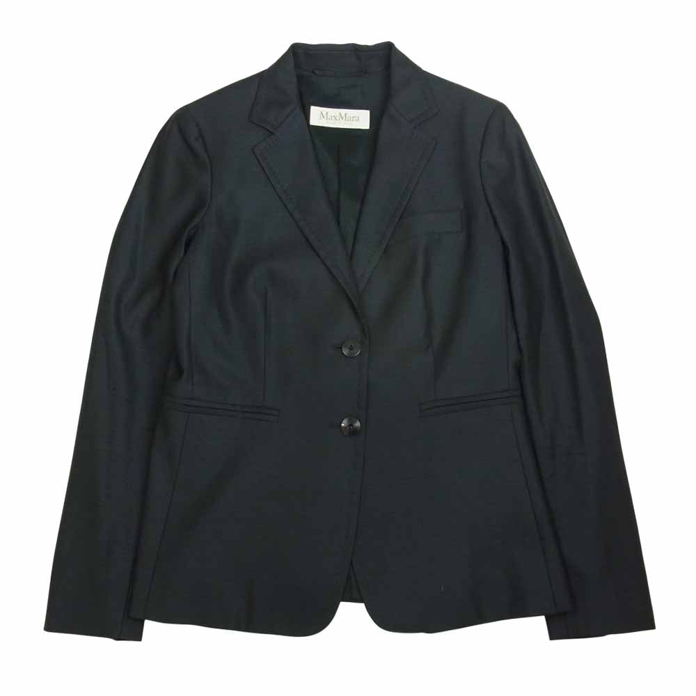 MAX MARA マックスマーラ 国内正規品 白タグ イタリア製 シルク混ウール テーラード ジャケット ネイビー系 38【中古】