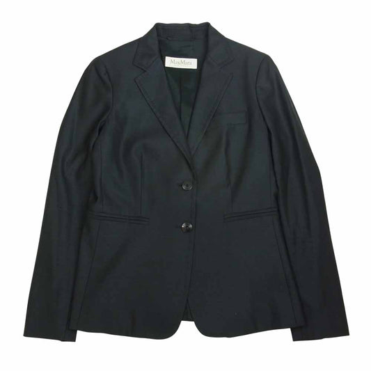 MAX MARA マックスマーラ 国内正規品 白タグ イタリア製 シルク混ウール テーラード ジャケット ネイビー系 38【中古】