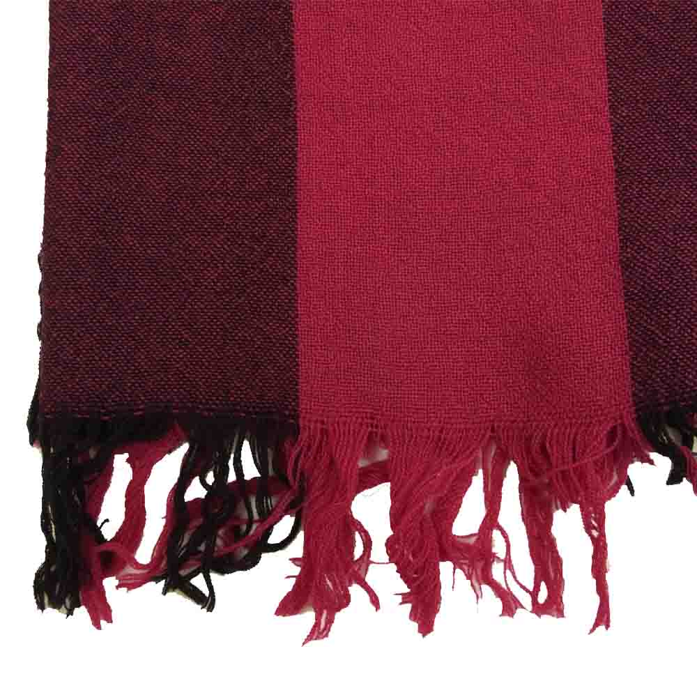 BURBERRY バーバリー 国内正規品 COLOUR CHECK WOOL SCARF ウール チェック スカーフ 大判 ストール ワインレッド系【中古】