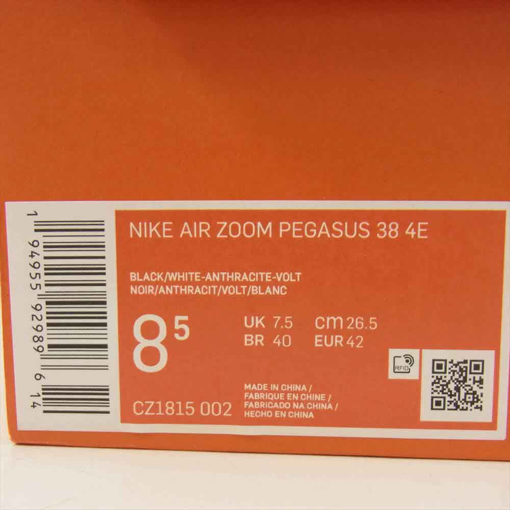 NIKE ナイキ CZ1815-002 AIR ZOOM PEGASUS 38 4E エアズーム ペガサス ブラック系 26.5cm【中古】