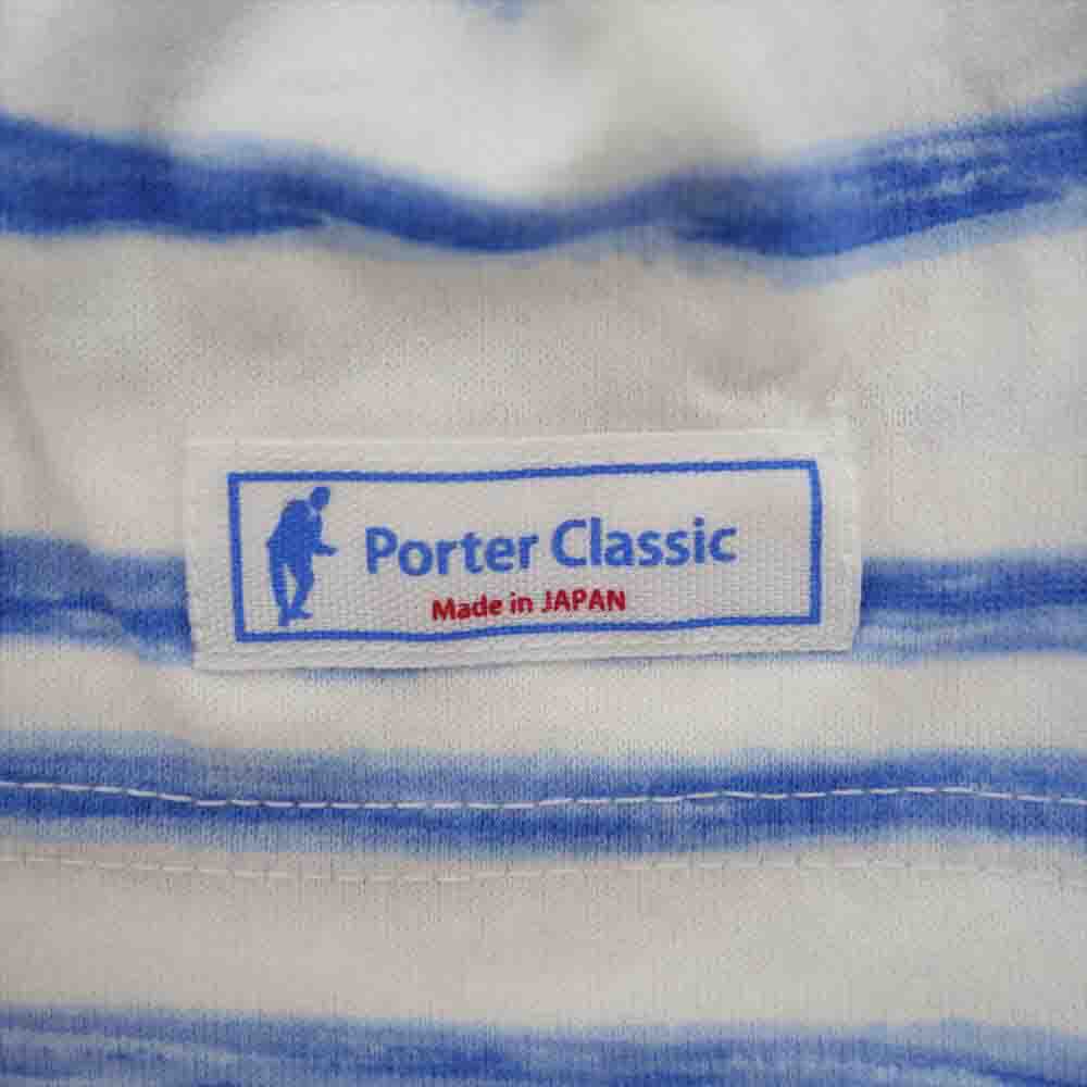 PORTER CLASSIC ポータークラシック ARTIST BORDER TURTLENECK T-SHIRT アーティストボーダー タートルネック Tシャツ ホワイト系 ブルー系 M【中古】