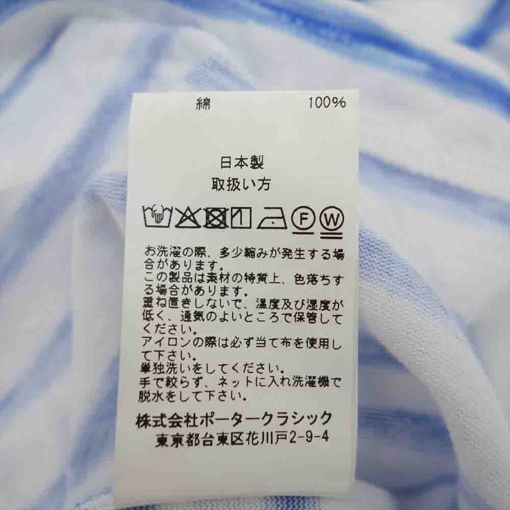 PORTER CLASSIC ポータークラシック ARTIST BORDER TURTLENECK T-SHIRT アーティストボーダー タートルネック Tシャツ ホワイト系 ブルー系 M【中古】