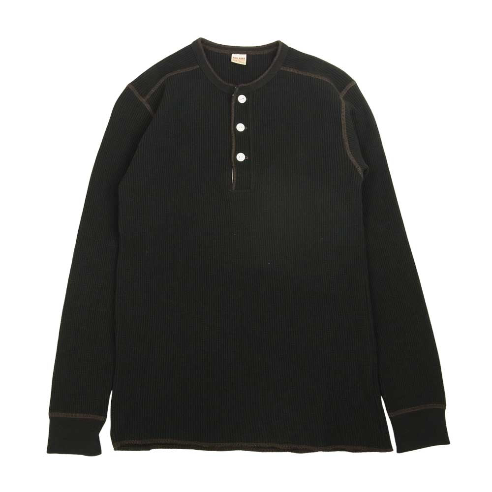 The REAL McCOY'S ザリアルマッコイズ MC17117 JOE McCOY WAFFLE HENLEY SHIRT L/S サーマルシャツ ワッフル ヘンリーネック 長袖 Tシャツ  ブラック系 38【美品】【中古】