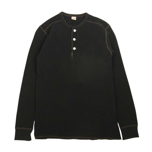 The REAL McCOY'S ザリアルマッコイズ MC17117 JOE McCOY WAFFLE HENLEY SHIRT L/S サーマルシャツ ワッフル ヘンリーネック 長袖 Tシャツ  ブラック系 38【美品】【中古】