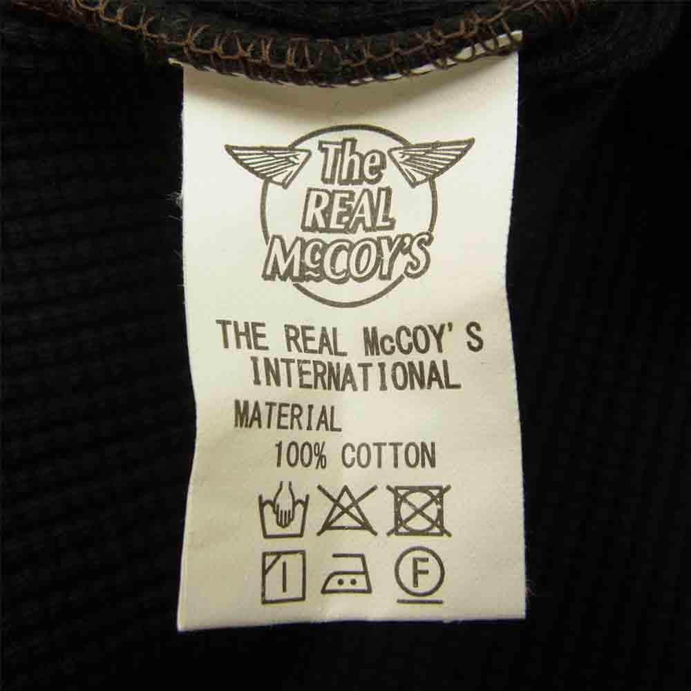 The REAL McCOY'S ザリアルマッコイズ MC17117 JOE McCOY WAFFLE HENLEY SHIRT L/S サーマルシャツ ワッフル ヘンリーネック 長袖 Tシャツ  ブラック系 38【美品】【中古】