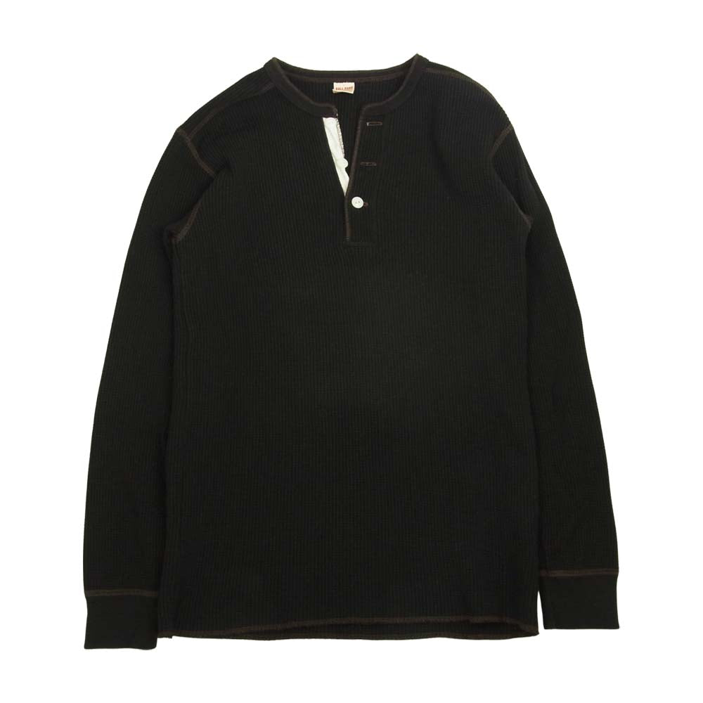 The REAL McCOY'S ザリアルマッコイズ MC17117 JOE McCOY WAFFLE HENLEY SHIRT L/S サーマルシャツ ワッフル ヘンリーネック 長袖 Tシャツ  ブラック系 M【美品】【中古】