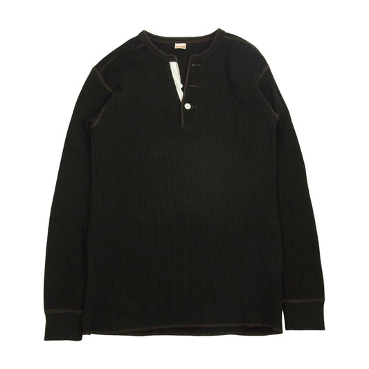 The REAL McCOY'S ザリアルマッコイズ MC17117 JOE McCOY WAFFLE HENLEY SHIRT L/S サーマルシャツ ワッフル ヘンリーネック 長袖 Tシャツ  ブラック系 M【美品】【中古】