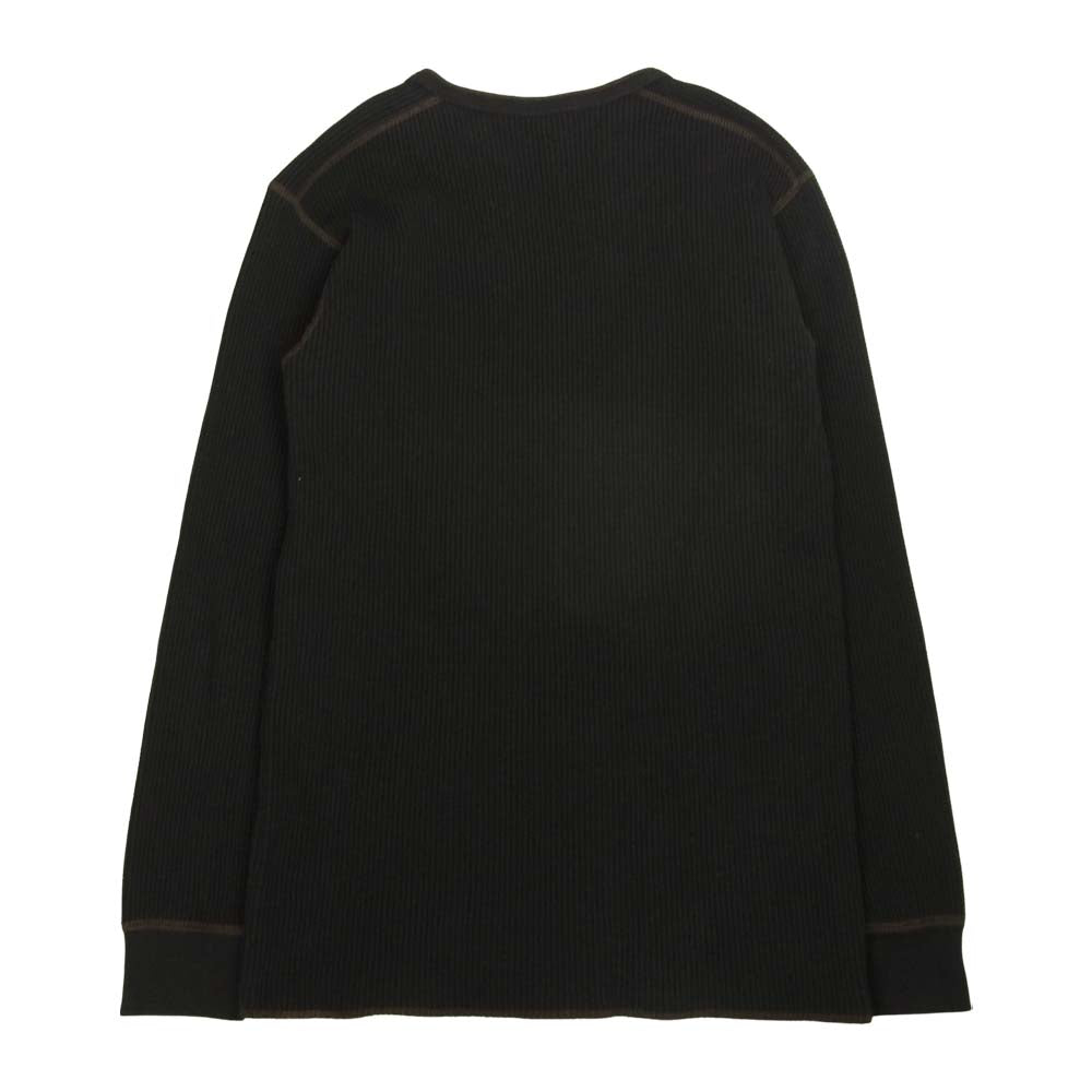 The REAL McCOY'S ザリアルマッコイズ MC17117 JOE McCOY WAFFLE HENLEY SHIRT L/S サーマルシャツ ワッフル ヘンリーネック 長袖 Tシャツ  ブラック系 M【美品】【中古】