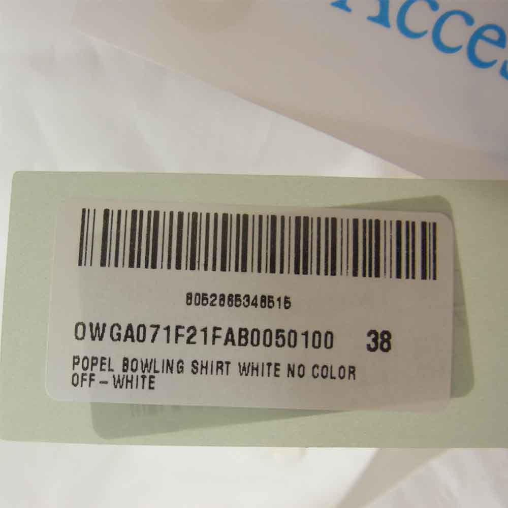 OFF-WHITE オフホワイト OWGA071F21FAB0050100 Bowling Shirt ボウリング 半袖 シャツ ホワイト系 38【新古品】【未使用】【中古】
