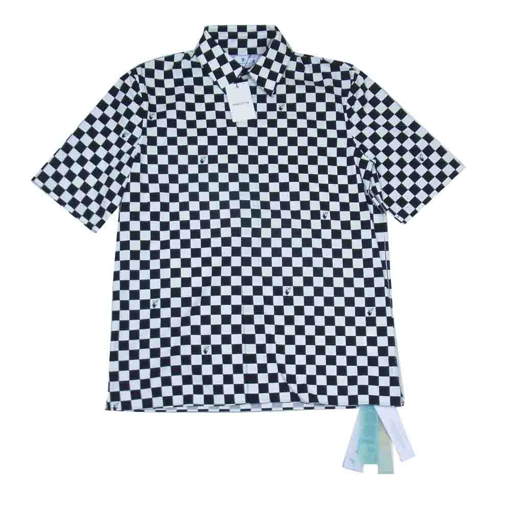 OFF-WHITE オフホワイト 22SS OMGA216S22FAB0021001 Checkerboard Print short-sleeve Shirt ブラック系 ホワイト系 S【新古品】【未使用】【中古】