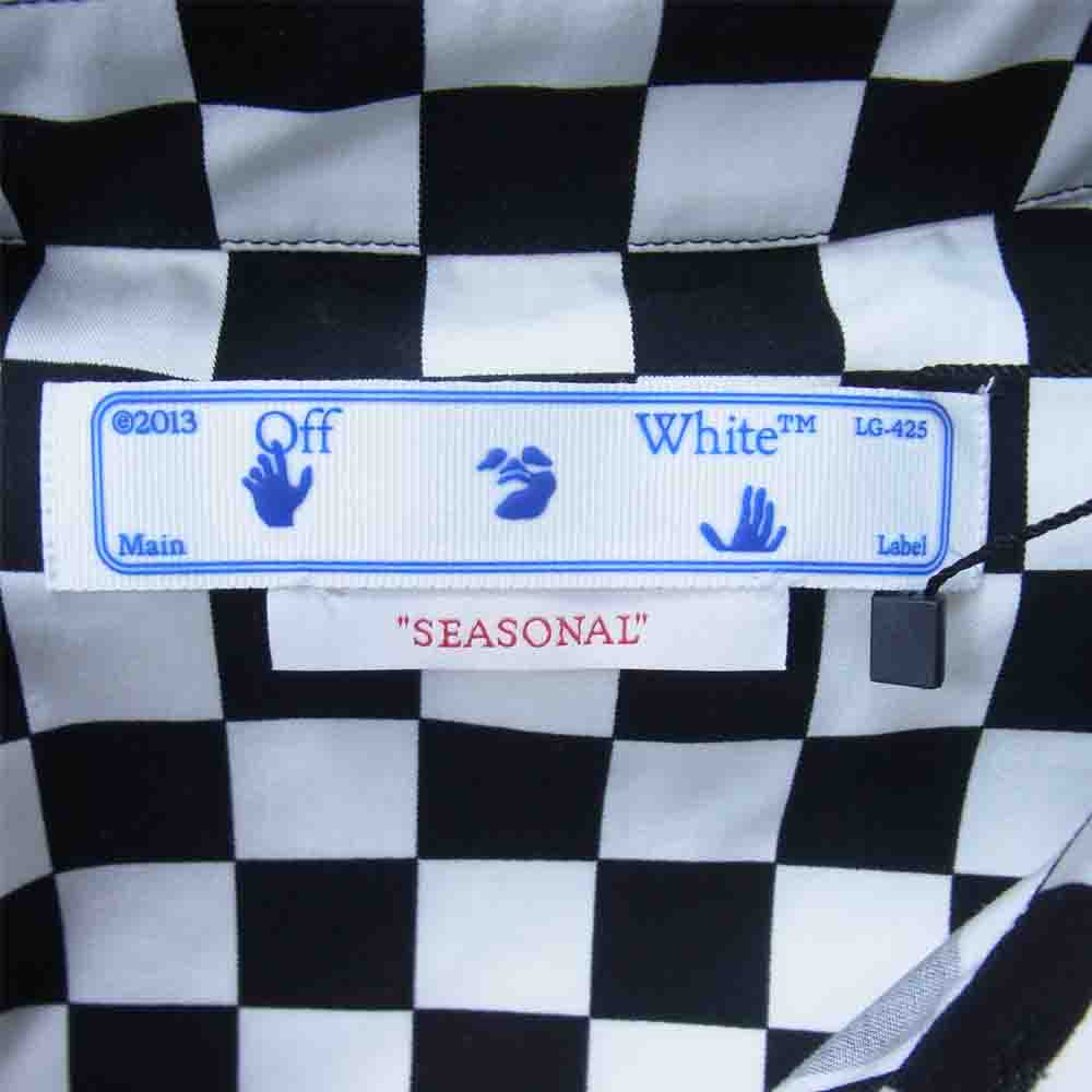 OFF-WHITE オフホワイト 22SS OMGA216S22FAB0021001 Checkerboard Print short-sleeve Shirt ブラック系 ホワイト系 S【新古品】【未使用】【中古】