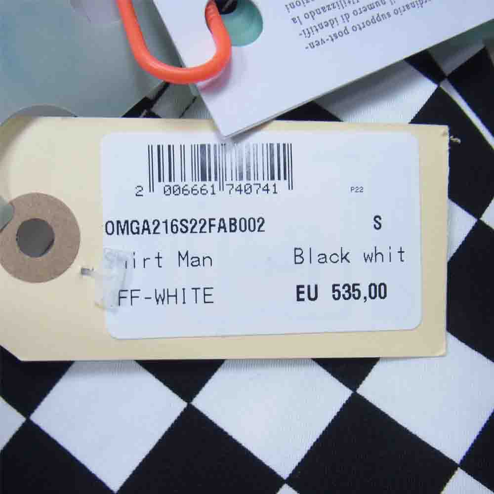 OFF-WHITE オフホワイト 22SS OMGA216S22FAB0021001 Checkerboard Print short-sleeve Shirt ブラック系 ホワイト系 S【新古品】【未使用】【中古】