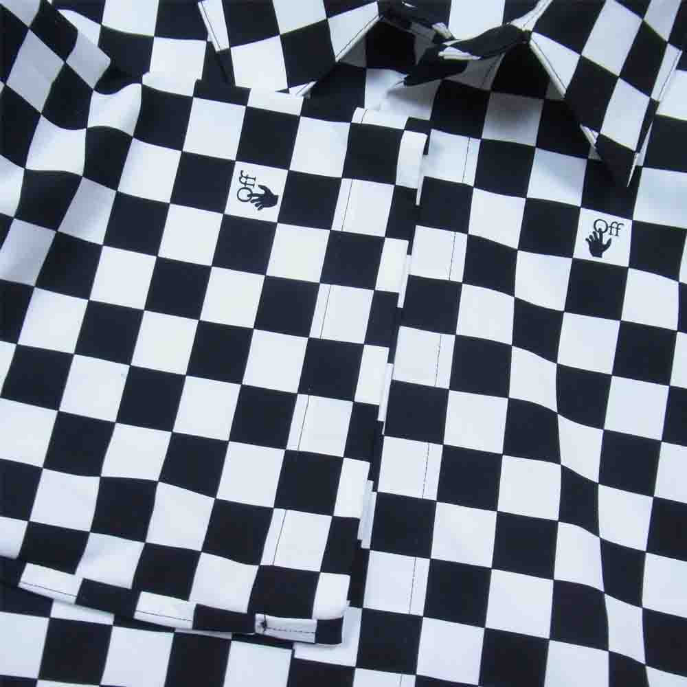 OFF-WHITE オフホワイト 22SS OMGA216S22FAB0021001 Checkerboard Print short-sleeve Shirt ブラック系 ホワイト系 S【新古品】【未使用】【中古】