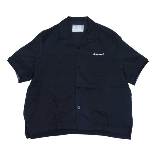 Sacai サカイ 22SS 22-02792M Cotton Twill Bowling Shirt コットン ツイル ボウリング 半袖 シャツ ブラック系 1【極上美品】【中古】