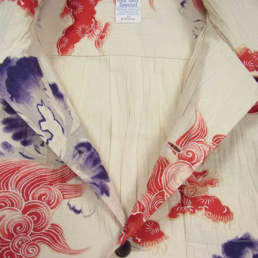 SUN SURF サンサーフ SS38550 SP スペシャル エディション 唐獅子牡丹 KARAJISHI BOTAN アロハシャツ 半袖 ベージュ系 M【中古】
