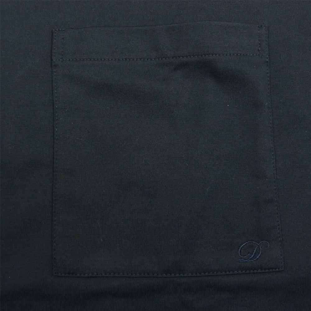 Drawer ドゥロワー フレンチ スリーブ ロゴ 刺繍 ポケット付 Tシャツ ネイビー系 1【中古】