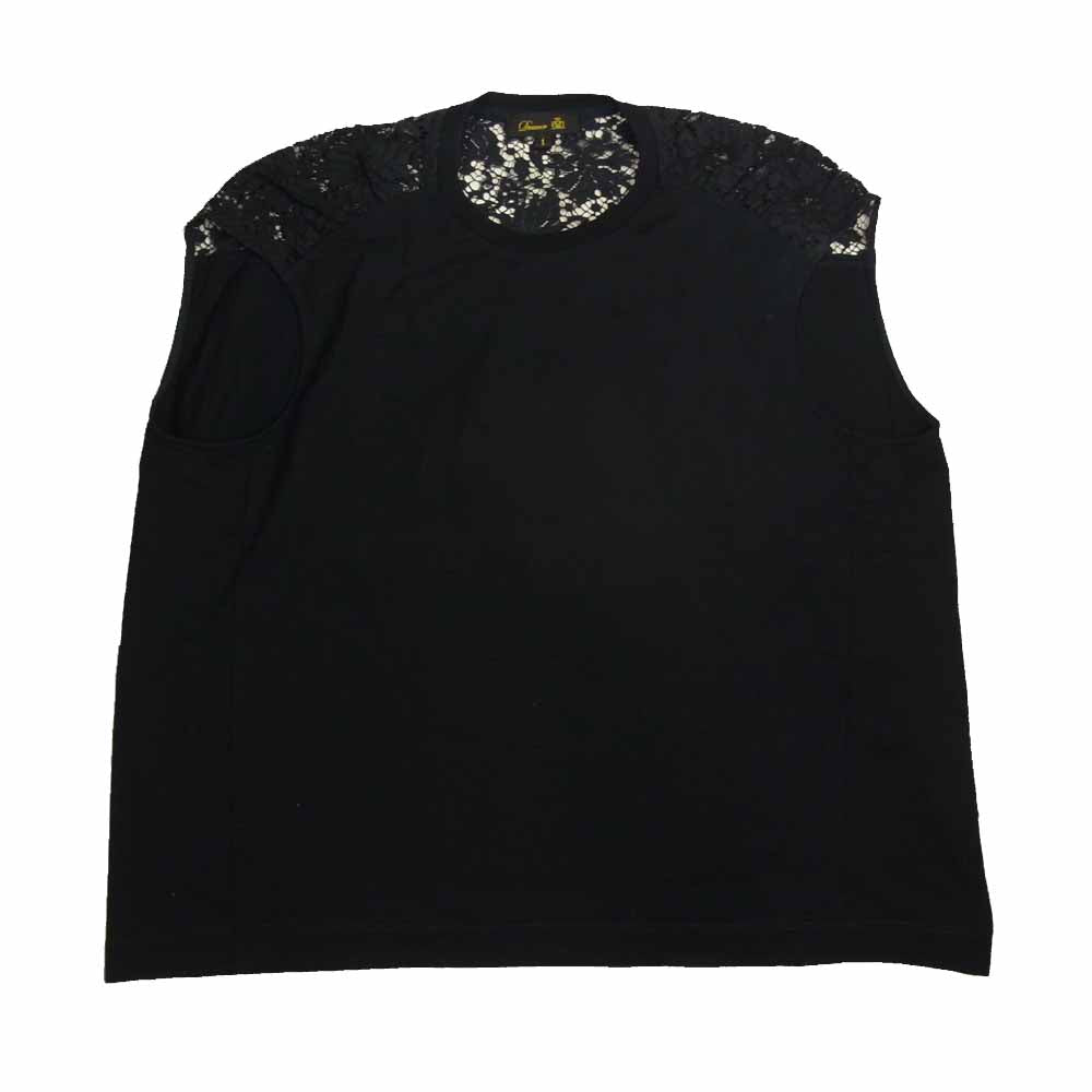 Drawer ドゥロワー ショルダー レース ノースリーブ Tシャツ ネイビー系 1【中古】