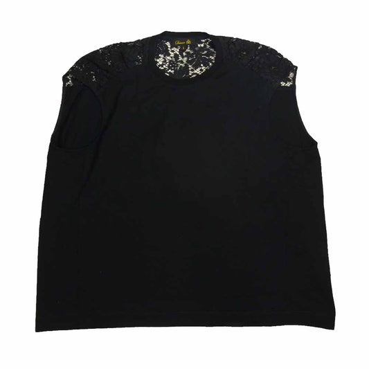 Drawer ドゥロワー ショルダー レース ノースリーブ Tシャツ ネイビー系 1【中古】