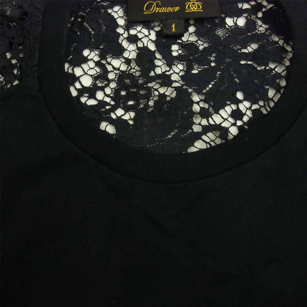 Drawer ドゥロワー ショルダー レース ノースリーブ Tシャツ ネイビー系 1【中古】
