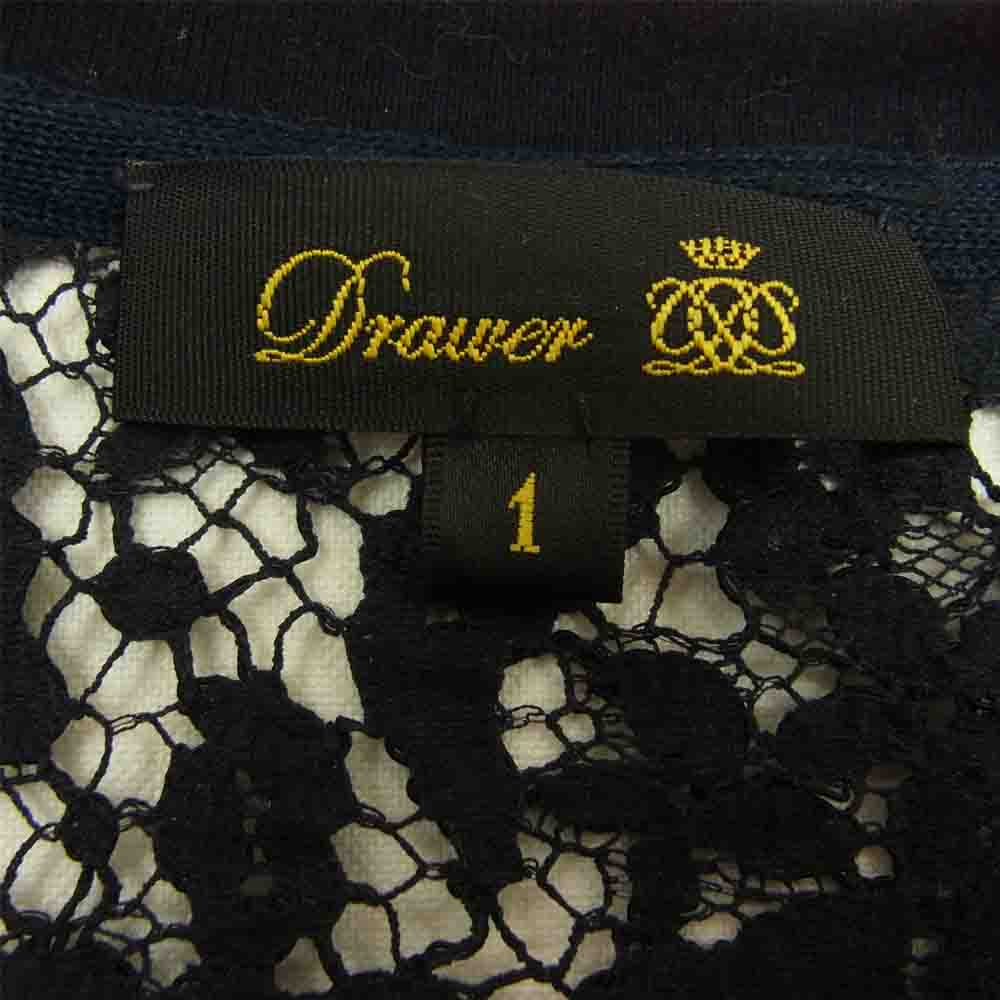 Drawer ドゥロワー ショルダー レース ノースリーブ Tシャツ ネイビー系 1【中古】