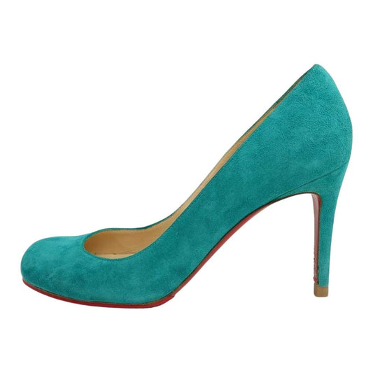 Christian Louboutin クリスチャンルブタン スエード ヒール パンプス ターコイズ系 36【中古】