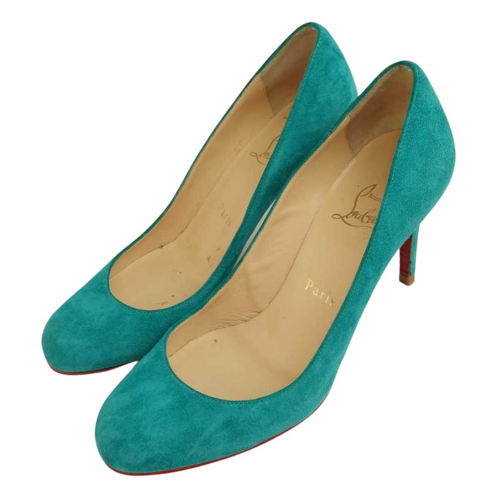Christian Louboutin クリスチャンルブタン スエード ヒール パンプス ターコイズ系 36【中古】