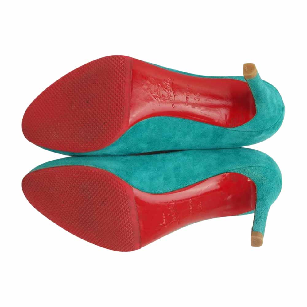 Christian Louboutin クリスチャンルブタン スエード ヒール パンプス ターコイズ系 36【中古】