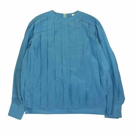 ブラミンク 7921-230-0063 コットン シルク バックジップ ブラウス ブルー系 36【中古】