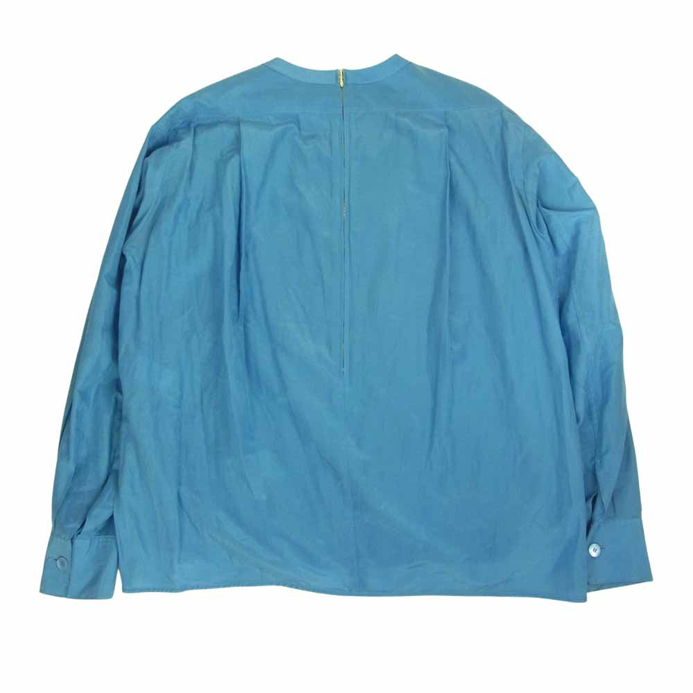 ブラミンク 7921-230-0063 コットン シルク バックジップ ブラウス ブルー系 36【中古】