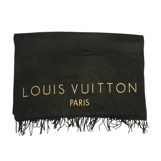 LOUIS VUITTON ルイ・ヴィトン カシミア100％ ロゴ 大判 ストール ブラック系【中古】