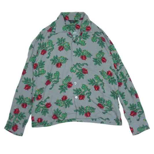 UNUSED アンユーズド 18SS US1440 ROSE PATTERN LONG-SLEEVE SHIRT ローズ プリント 開襟 レーヨン シャツ グレー系 1【中古】
