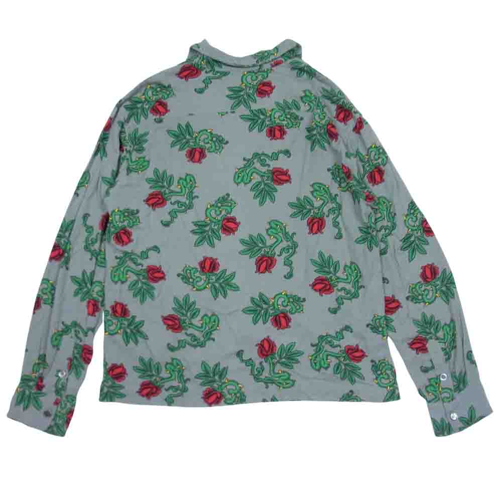 UNUSED アンユーズド 18SS US1440 ROSE PATTERN LONG-SLEEVE SHIRT ローズ プリント 開襟 レーヨン シャツ グレー系 1【中古】