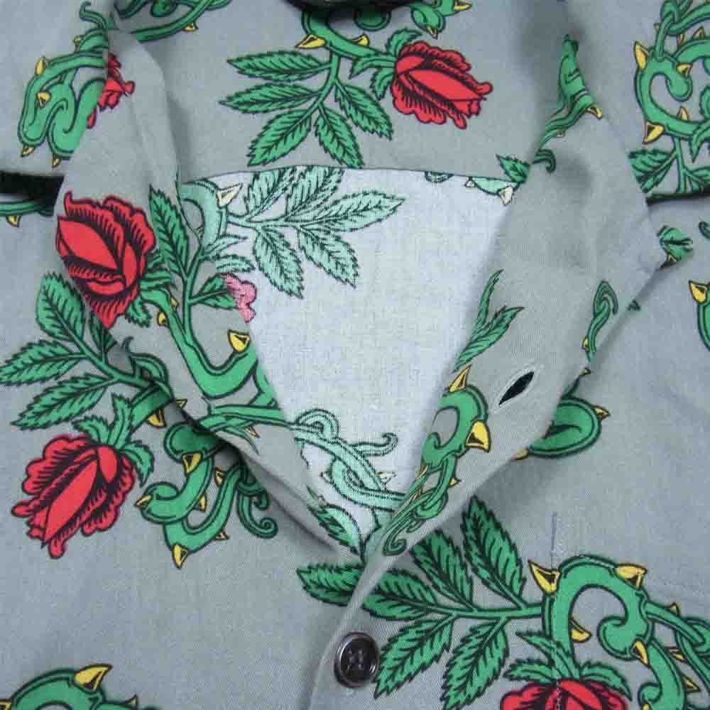 UNUSED アンユーズド 18SS US1440 ROSE PATTERN LONG-SLEEVE SHIRT ローズ プリント 開襟 レーヨン シャツ グレー系 1【中古】