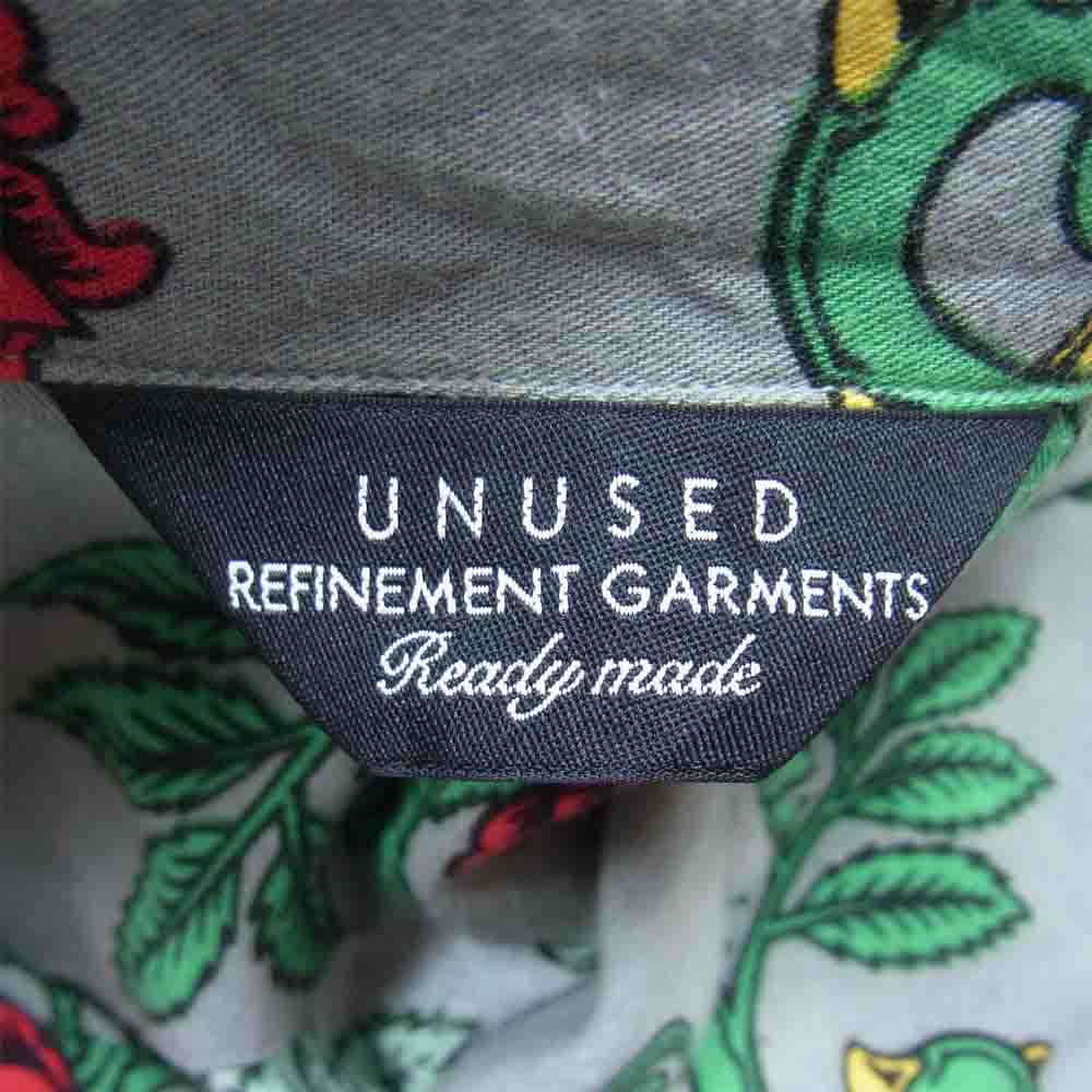 UNUSED アンユーズド 18SS US1440 ROSE PATTERN LONG-SLEEVE SHIRT ローズ プリント 開襟 レーヨン シャツ グレー系 1【中古】