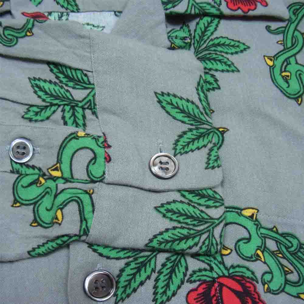 UNUSED アンユーズド 18SS US1440 ROSE PATTERN LONG-SLEEVE SHIRT ローズ プリント 開襟 レーヨン シャツ グレー系 1【中古】