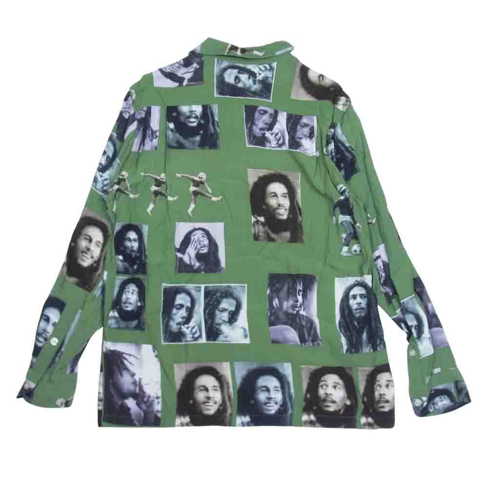 WACKO MARIA ワコマリア 18AW BOB MARLEY HAWAIIAN SHIRT ボブマーリー アロハ ハワイアン プリント シャツ グリーン系 M【中古】