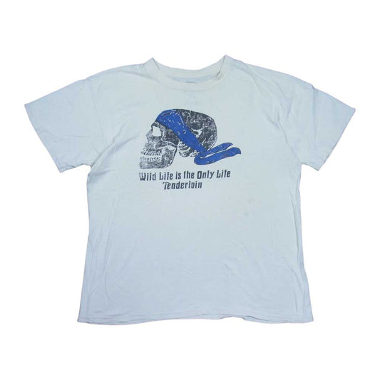 TENDERLOIN テンダーロイン T-TEE B.S バンダナ スカル プリント Tシャツ ホワイト系 L【中古】