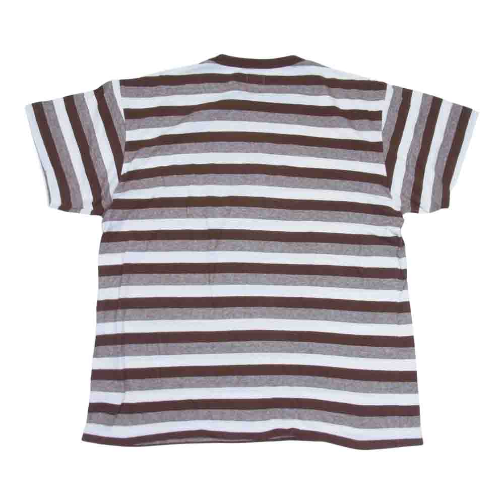 TENDERLOIN テンダーロイン T-TEE BORDER ボタン 半袖 Tシャツ ブラウン系 XL【中古】