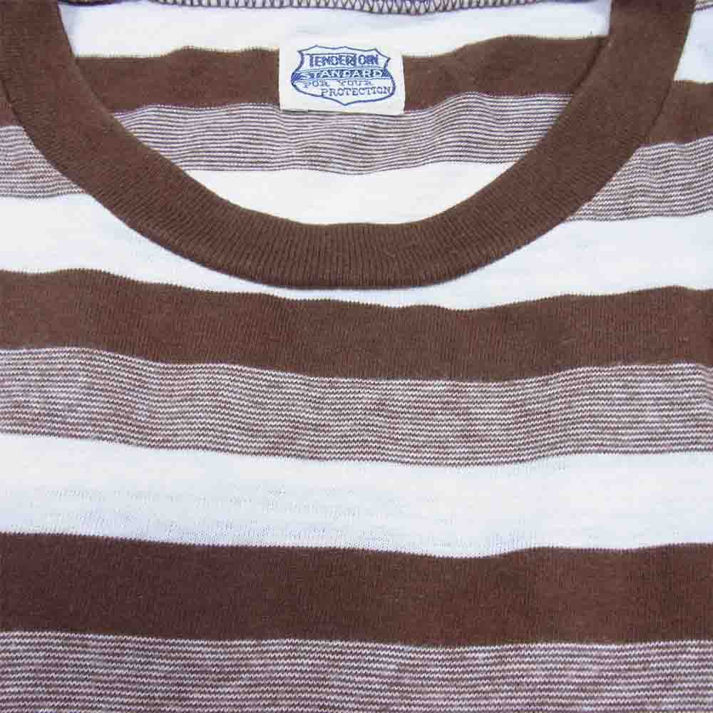 TENDERLOIN テンダーロイン T-TEE BORDER ボタン 半袖 Tシャツ ブラウン系 XL【中古】
