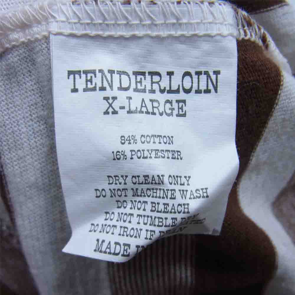 TENDERLOIN テンダーロイン T-TEE BORDER ボタン 半袖 Tシャツ ブラウン系 XL【中古】