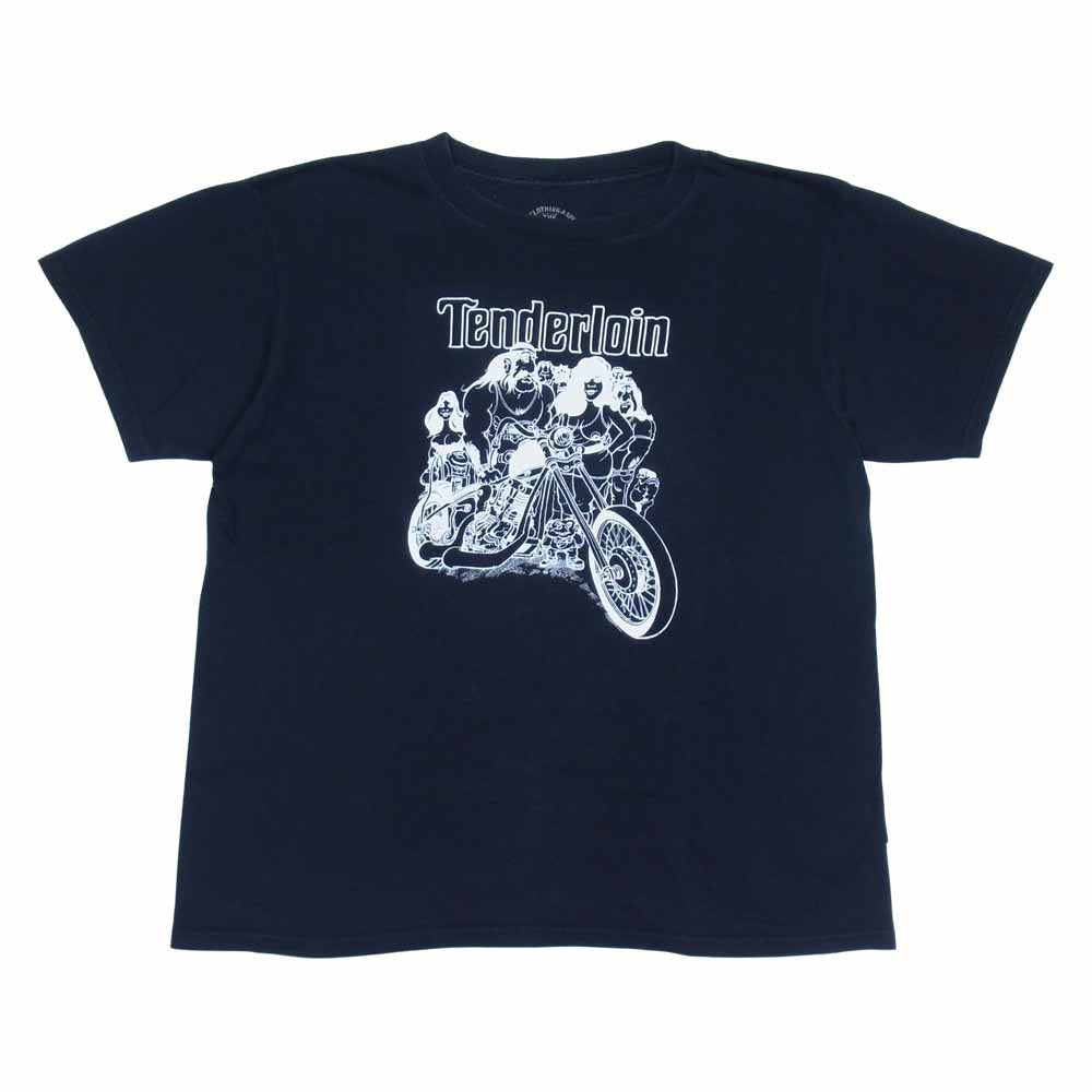 TENDERLOIN テンダーロイン T-TEE 2 バイカーズ プリント 半袖 Tシャツ ダークネイビー系 L【中古】