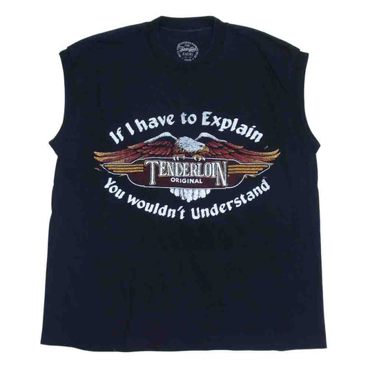 TENDERLOIN テンダーロイン T-N/S TEE イーグル プリント ノースリーブ Tシャツ ブラック系 L【中古】