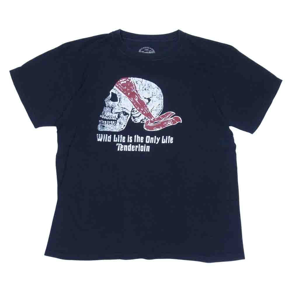 TENDERLOIN テンダーロイン T-TEE B.S バンダナ スカル プリント Tシャツ ダークネイビー系 L【中古】