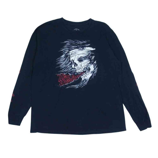 TENDERLOIN テンダーロイン T-TEE L/S LHS スカル プリント 長袖Tシャツ ネイビー系 XL【中古】