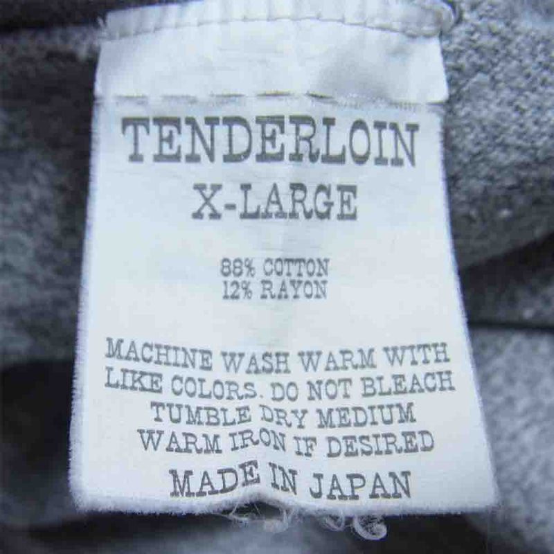 TENDERLOIN テンダーロイン T-TEE ロゴ 染み込み プリント 半袖 Tシャツ グレー系 XL【中古】