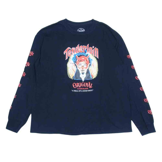 TENDERLOIN テンダーロイン T-TEE L/S ON ヤングオールドニック プリント 長袖Ｔシャツ ネイビー系 XL【中古】