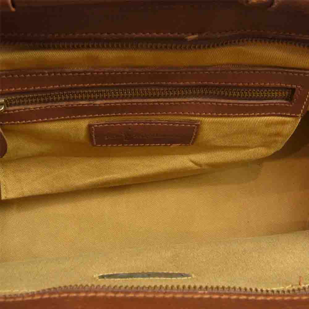 POLO RALPH LAUREN ポロ・ラルフローレン レザー 切替 チェック ボストンバッグ ブラウン系【中古】